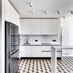 Кухня 326, с полуостровом, белая