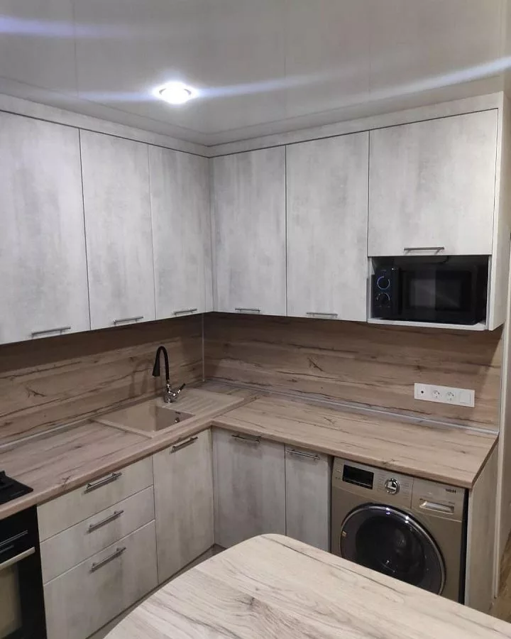 Кухня 960, с полуостровом, серая